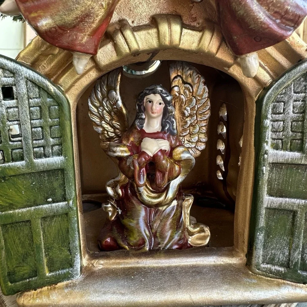 Vintage Cracker Barrel Christmas Village Light-up Angel In A Church Light‎ W/Box
